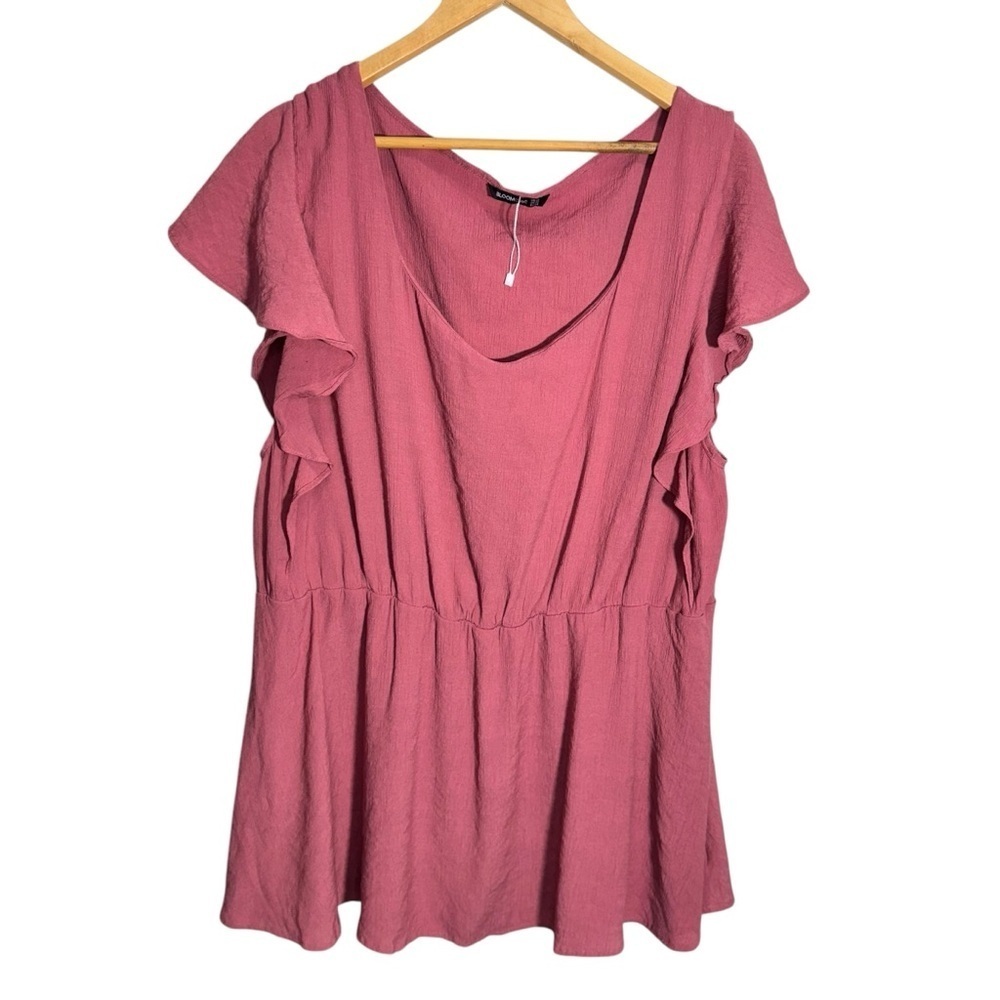 Bloomchic Pink Vneck Peplum Blouse Size 28